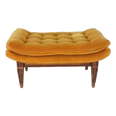Vintage Mid Century Modern Orange Tufted Ottoman for Castro Convertibles Arden Chair For Sale