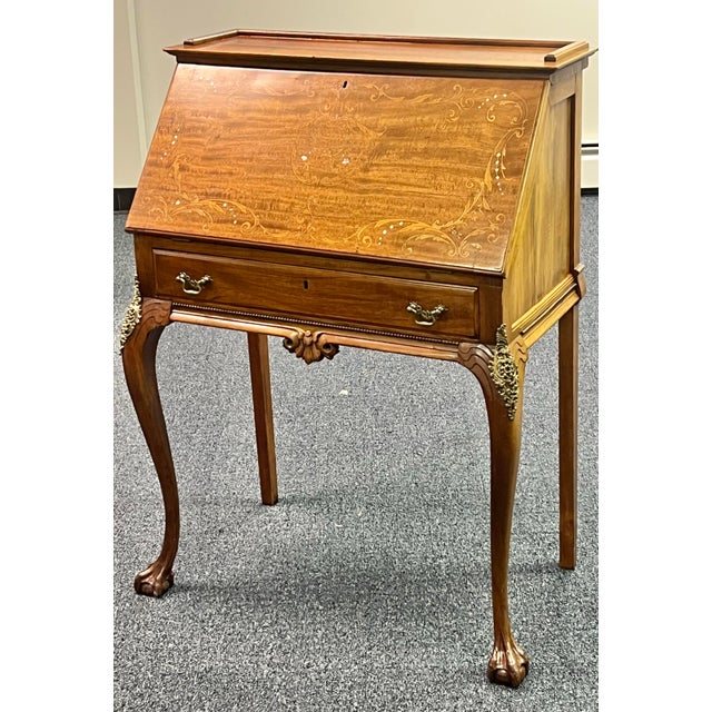 French Antique Inlaid French Ladies Writing Desk For Sale - Image 3 of 12