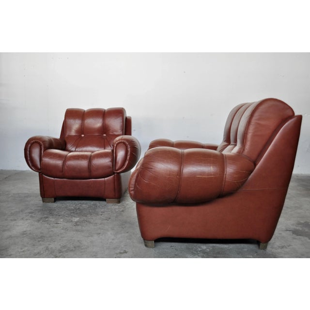 Set of Vintage Italian Leather Sofas, 1970s For Sale - Image 3 of 6