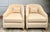 Here is a beautiful pair of vintage sculptural barrel chairs, newly professionally reupholstered in a soft pale apricot...