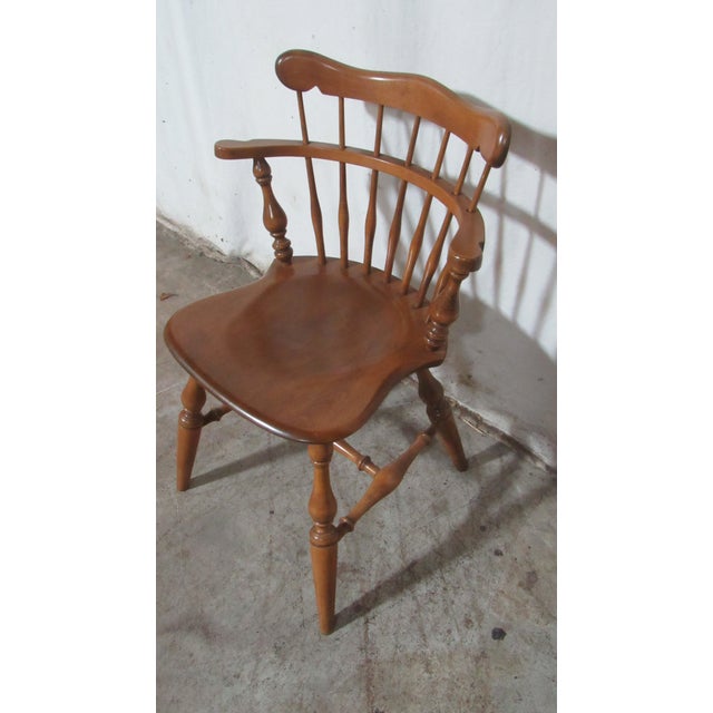 Item: Ethan Allen Chair Details: Windsor Style Maple Nice Design Great Base Signed Ethan Allen Measurements: 19.5" wide,...