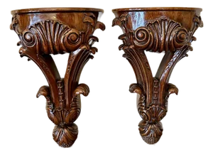 Maitland-Smith Carved Mahogany Wall Brackets- A Pair