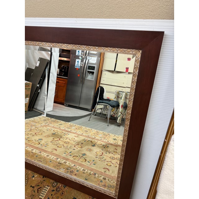 Mahogany With Silver Gilt Etched Frame Wall Mirror For Sale - Image 4 of 12