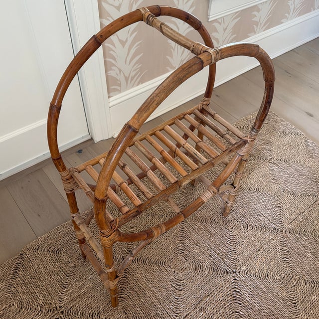 Mid-Century Modern Vintage Midcentury Bamboo/Rattan Circular Shelf Unit For Sale - Image 3 of 10