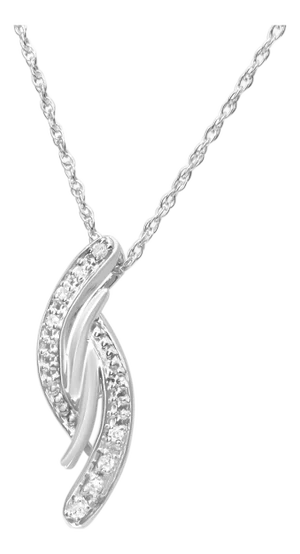 .925 Sterling Silver Diamond Accent Bypass Curve 18" Pendant Necklace (I-J Color, I3 Clarity)