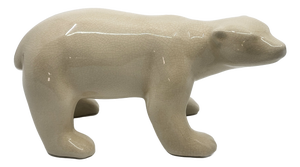 Art Deco Polar Bear Model in Crackled Ceramic by L&V Ceram, 1920s