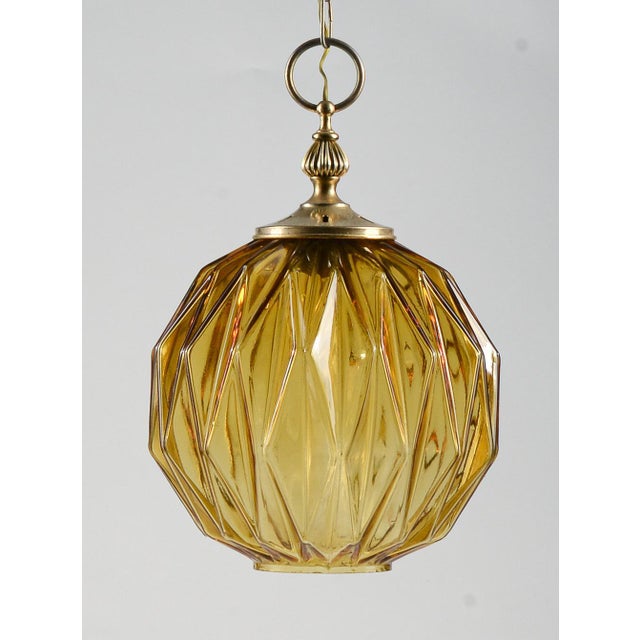 Glass Pendant Light in Facetted Amber Glass by Targetti Stankey, Italy, 1980s For Sale - Image 7 of 10