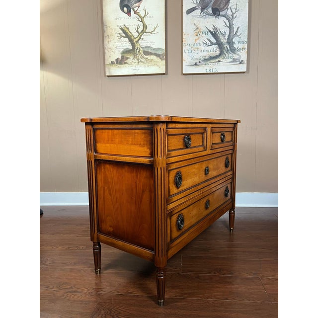 Antique French Commode Chest of Drawers Louis XVI Mahogany Brass C1930 For Sale In Dallas - Image 6 of 18