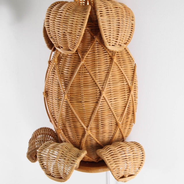 Pineapple Wicker Wall Sconces, Set of 2 For Sale - Image 6 of 14