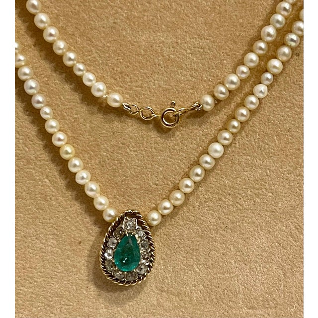 Early 20th Century 120 Years Old GIA Certified Natural Basra Pearls & Emerald Necklace 14KY Gold For Sale - Image 5 of 18