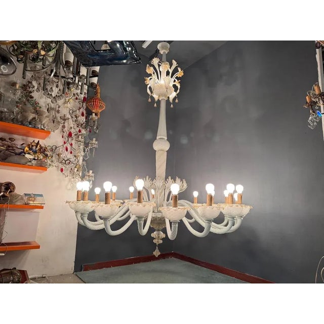 Magnificent Extra Large Venetian Murano Glass Chandelier, 1950s This breathtaking chandelier is a once-in-a-lifetime piece...