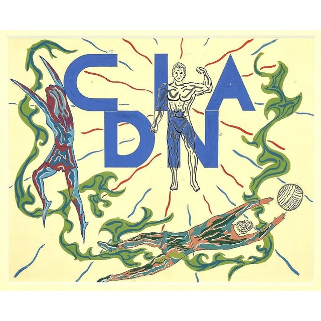 Unknown - Ciadn - Original ink and Tempera on Paper by Monique Bertrand - 1920s For Sale