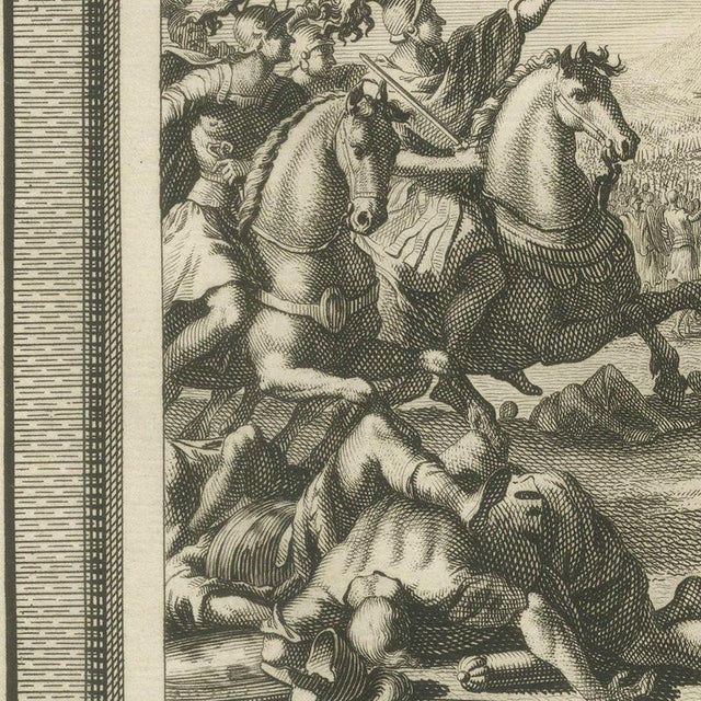 Pieter Mortier, Death of Antiochus and Eleazar Slays the War Elephant, 1700, Engraving For Sale - Image 6 of 12