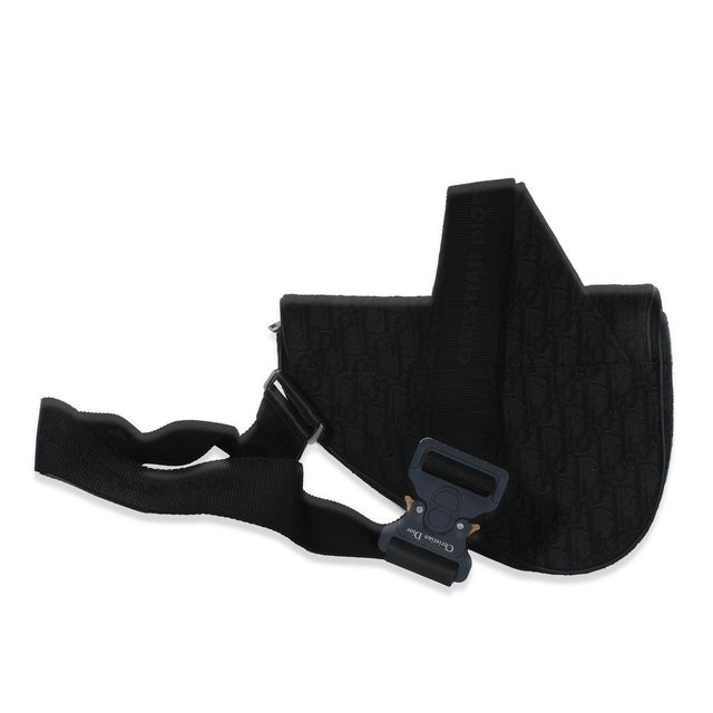 Christian Dior Black Oblique Jacquard Canvas Saddle Crossbody For Sale - Image 4 of 8