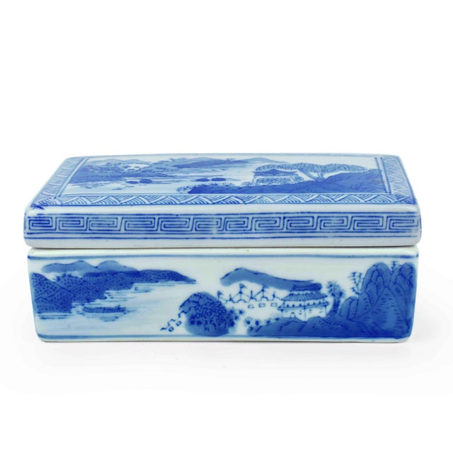 Add a touch of classical Chinese elegance to your bookshelf or desk with this handsome blue and white porcelain scholar’s...