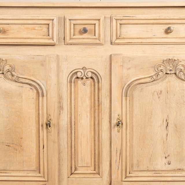 Brown Late 19th Century French Bleached Oak Sideboard Buffet For Sale - Image 8 of 14