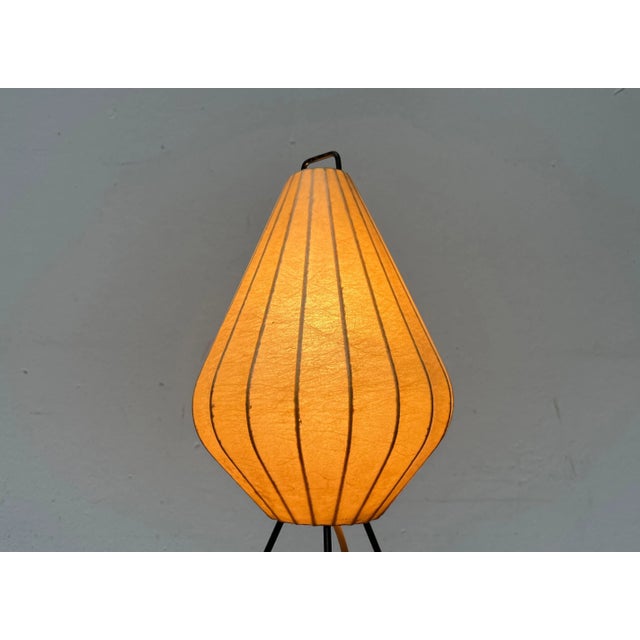 Rare mid-century Cocoon table lamp with the characteristic shade shape from Goldkant Leuchten, designed by Friedel Wauer....