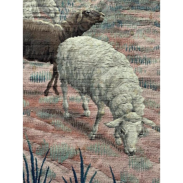 Blue Vintage Handwoven Aubusson Tapestry, 1920s For Sale - Image 8 of 18