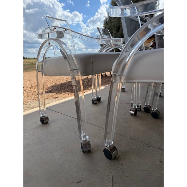 Mid-Century Modern Set of Four Vintage Lucite Armchairs in the Style of Charles Hollis Jones For Sale - Image 3 of 12