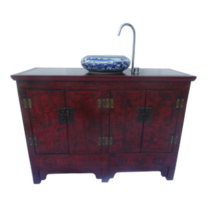 Vintage Chinese Chinoiserie Powder Room Cabinet