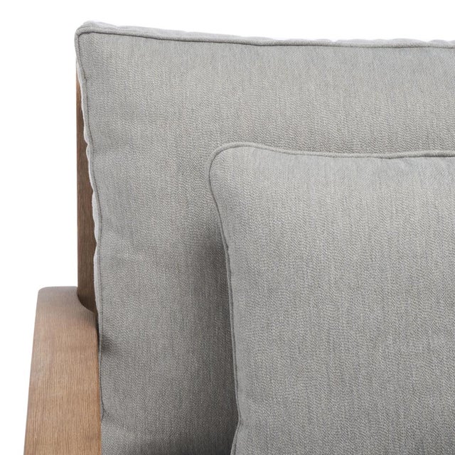 Martinique Wood Patio Armchair - Natural / Grey For Sale - Image 4 of 8