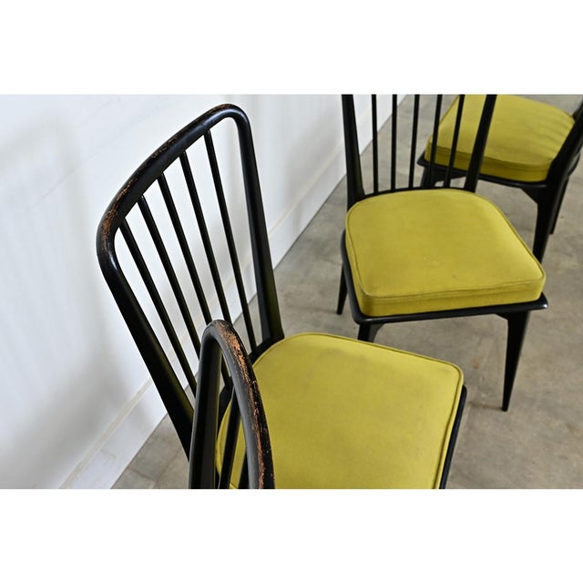 French Set of Four Mid-Century Dining Chairs Attributed to Charles Ramos For Sale - Image 9 of 13
