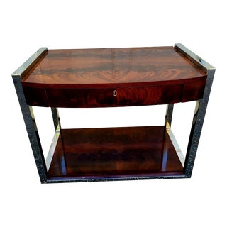 Ralph Lauren Burl Walnut and Chrome Nightstand For Sale