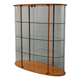 Curved Glass Display Cabinet with Integrated Lighting from Fiam, Italy For Sale