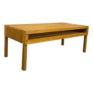 Mid-Century Modern Architect Style Layered Plywood Slat Coffee Table With Built-in Storage For Sale