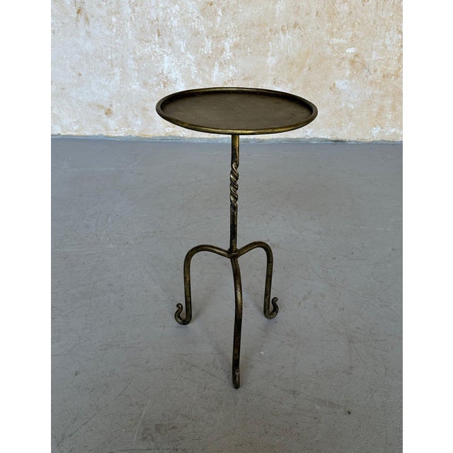 Gilt Iron Drinks Table on an Elevated and Scrolled Tripod Base For Sale - Image 10 of 12