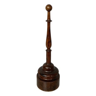 Italian Round Doorstop in Turned Wood, 1930s For Sale