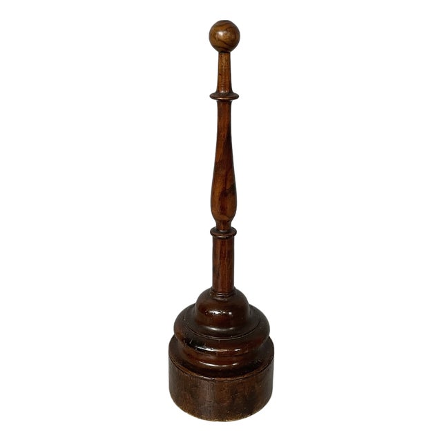 Italian Round Doorstop in Turned Wood, 1930s For Sale