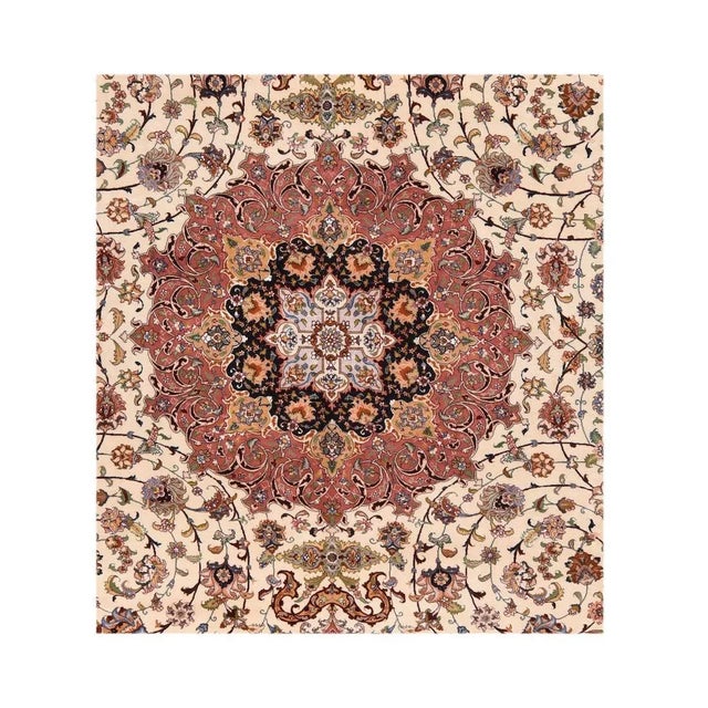 Traditional Extremely Fine Persian Tabriz Woven by the Artist Master Weaver Wool & Silk Rug 9'10'' X 12'10' For Sale - Image 3 of 3