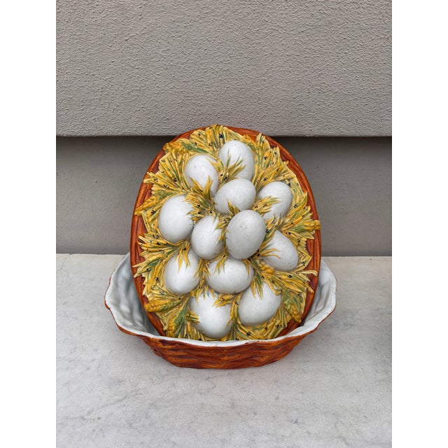 Austrian Majolica Porcelain Eggs Basket Tureen Circa 1890 For Sale - Image 4 of 11