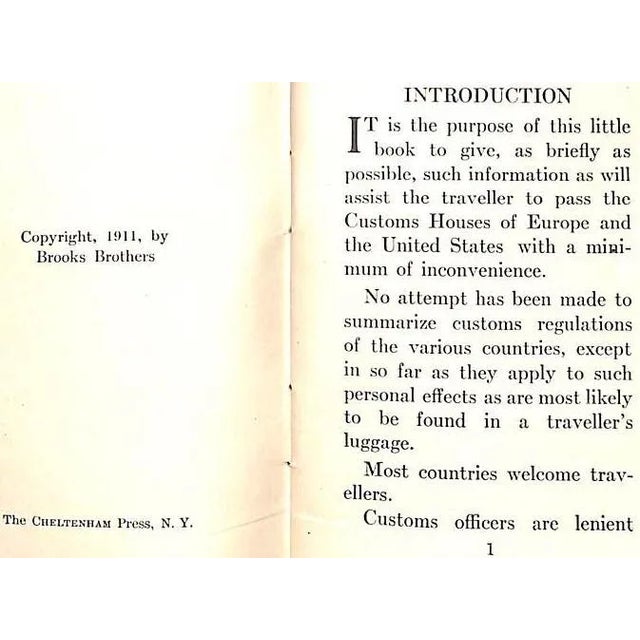 Brooks Brothers Customs Regulations A Companion Book "Going To Europe" For Sale - Image 4 of 6