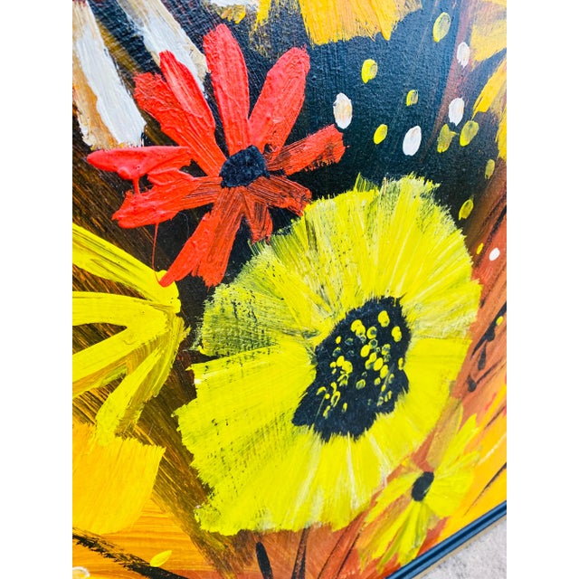 1970s Mid Century Modern Oil on Canvas Floral Painting by Adams For Sale - Image 5 of 8
