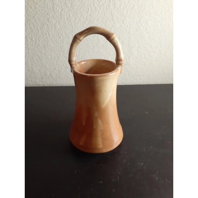 Beige 1930s Signed Asian Art Studio Basket Bud Vase For Sale - Image 8 of 8