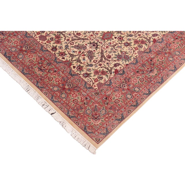 Shabby Chic Shabby Chic Floral 1990's Pak-Persian Beige/Pink Wool Rug - 8'2'' X 11'0'' For Sale - Image 3 of 9