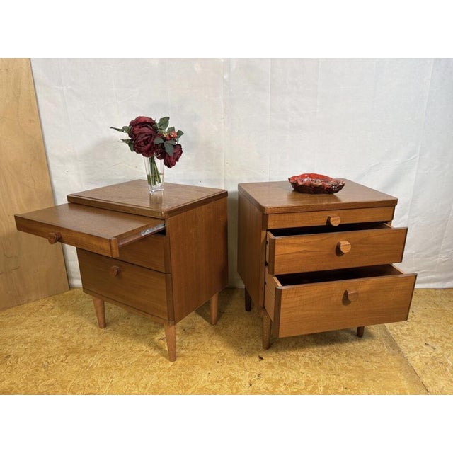 Mid-Century Modern Mid-Century Modern Teak Bedside Cabinets from Stag, 1960s, Set of 2 For Sale - Image 3 of 13