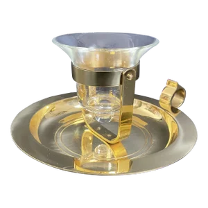 Vintage Brass & Glass Hand Held Wall Sconce Two-Way Finger Candle Holder
