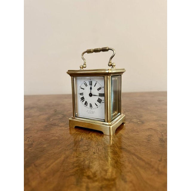 Fine quality antique 19th century brass carriage clock by Pickford of London, having a quality antique brass carriage...