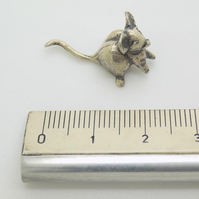 Vintage Italian Handmade Field Mouse Miniature in Silver 800, Florence, 1970s For Sale - Image 11 of 12