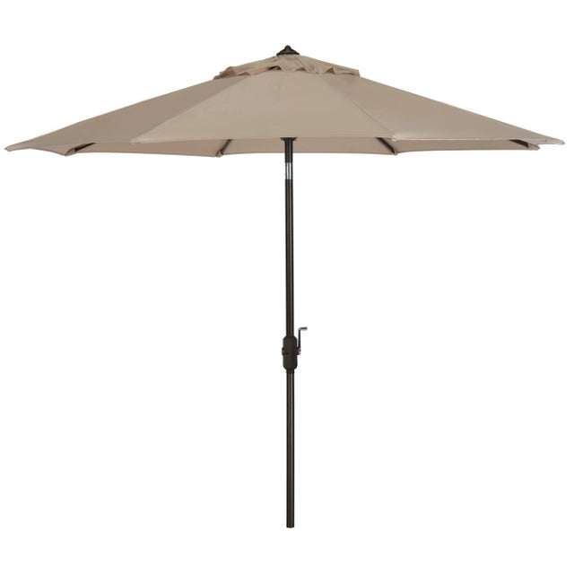 Resistant 9 Ft Auto Tilt Crank Umbrella in Beige For Sale - Image 4 of 4
