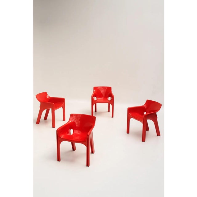 Red Gaudi Chairs by Vico Magistretti for Artemide, 1970s, Set of 4 For Sale - Image 3 of 16