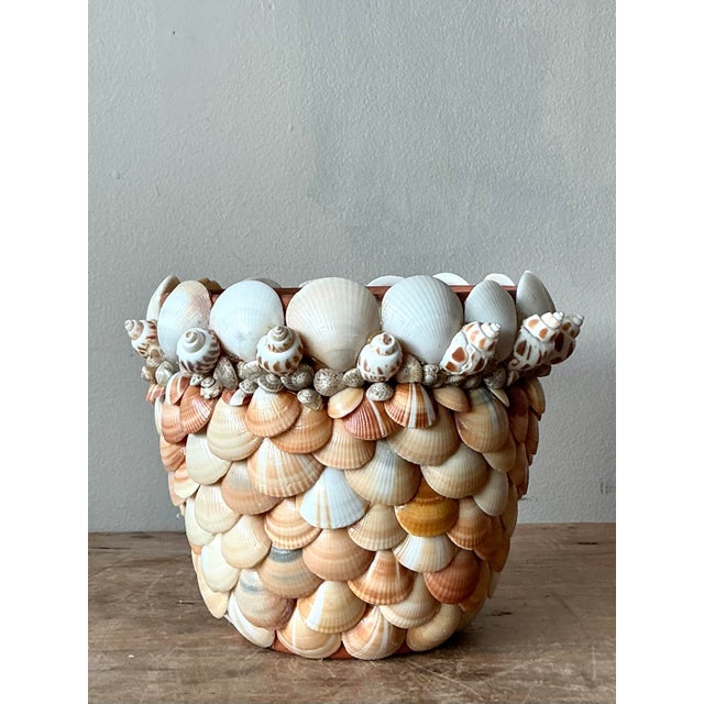 Vintage Boho Shell Encrusted Pot For Sale - Image 4 of 5