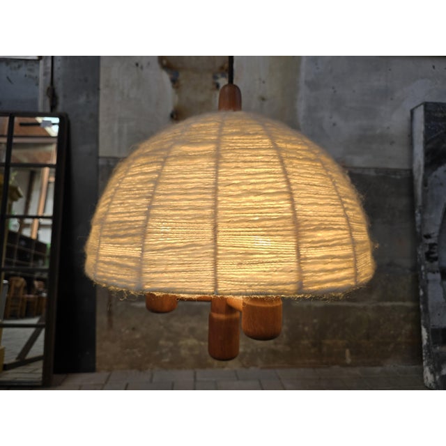 Vintage Teak and Wool Ceiling Light by Domus, Germany, 1970s For Sale - Image 6 of 13