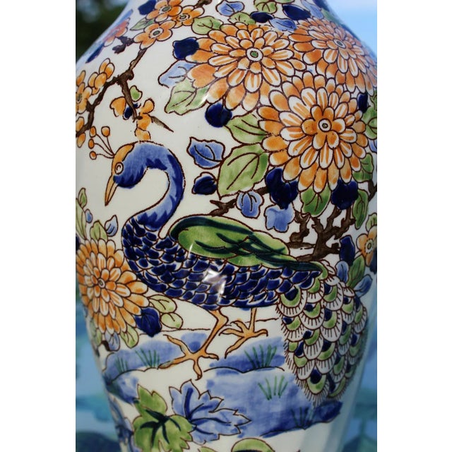 Late 20th Century Ceramic Vase Decorated With Peacocks and Flowers Signed Gien For Sale - Image 5 of 13