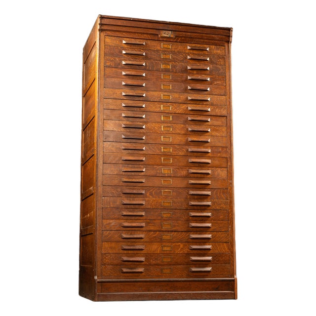Large Antique Tiger Oak Flat File For Sale