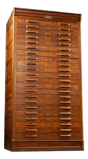 Large Antique Tiger Oak Flat File