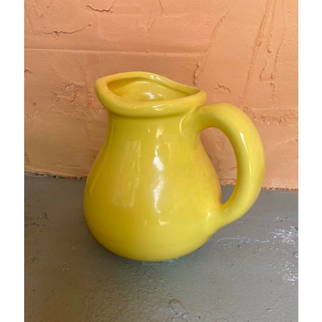Ceramic Vintage Authentic Glossy Yellow Stamped Ceramic Haeger Pitcher. For Sale - Image 7 of 7